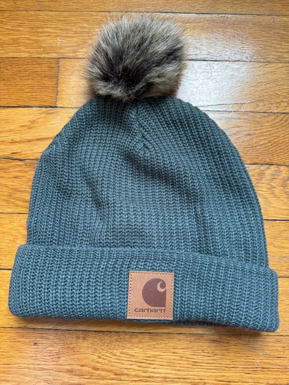 Carhartt Elm Knit Beanie with Faux Fur Pom Pom Cuffed Hat Unisex OS
